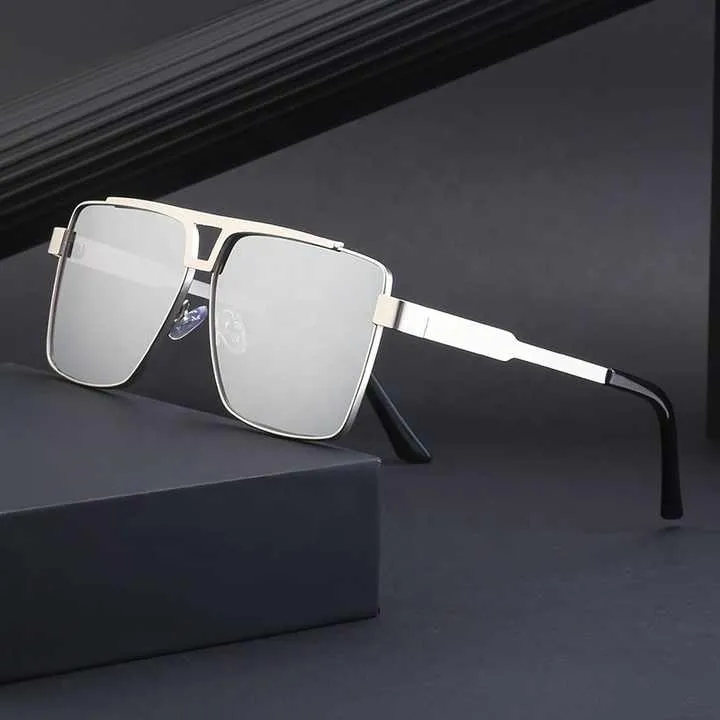 نظارات شمسية رجالية فاخرة عالية الجودة بعلام . Luxury Brand Steampunk Men's Sunglasses High