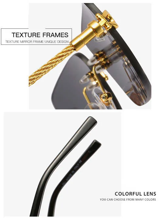 خمر الجاموس الرجعية بدون شفة مربع المضادة . Vintage Buffalo Retro Rimless Square Anti-UV Men