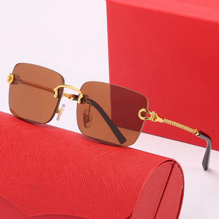 خمر الجاموس الرجعية بدون شفة مربع المضادة . Vintage Buffalo Retro Rimless Square Anti-UV Men
