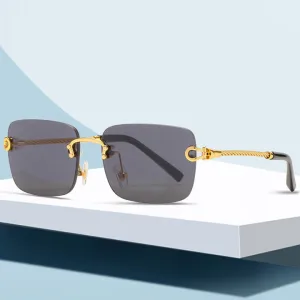 خمر الجاموس الرجعية بدون شفة مربع المضادة . Vintage Buffalo Retro Rimless Square Anti-UV Men