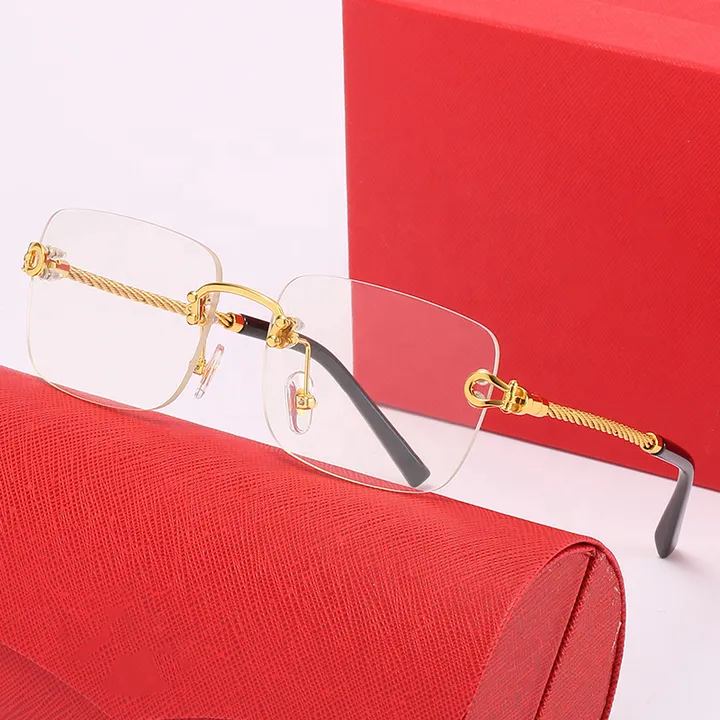 خمر الجاموس الرجعية بدون شفة مربع المضادة . Vintage Buffalo Retro Rimless Square Anti-UV Men