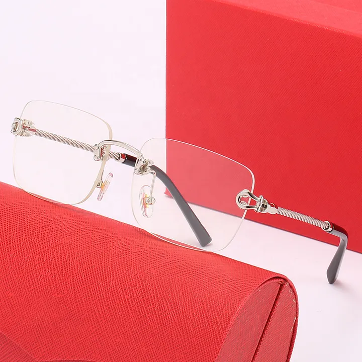 خمر الجاموس الرجعية بدون شفة مربع المضادة . Vintage Buffalo Retro Rimless Square Anti-UV Men