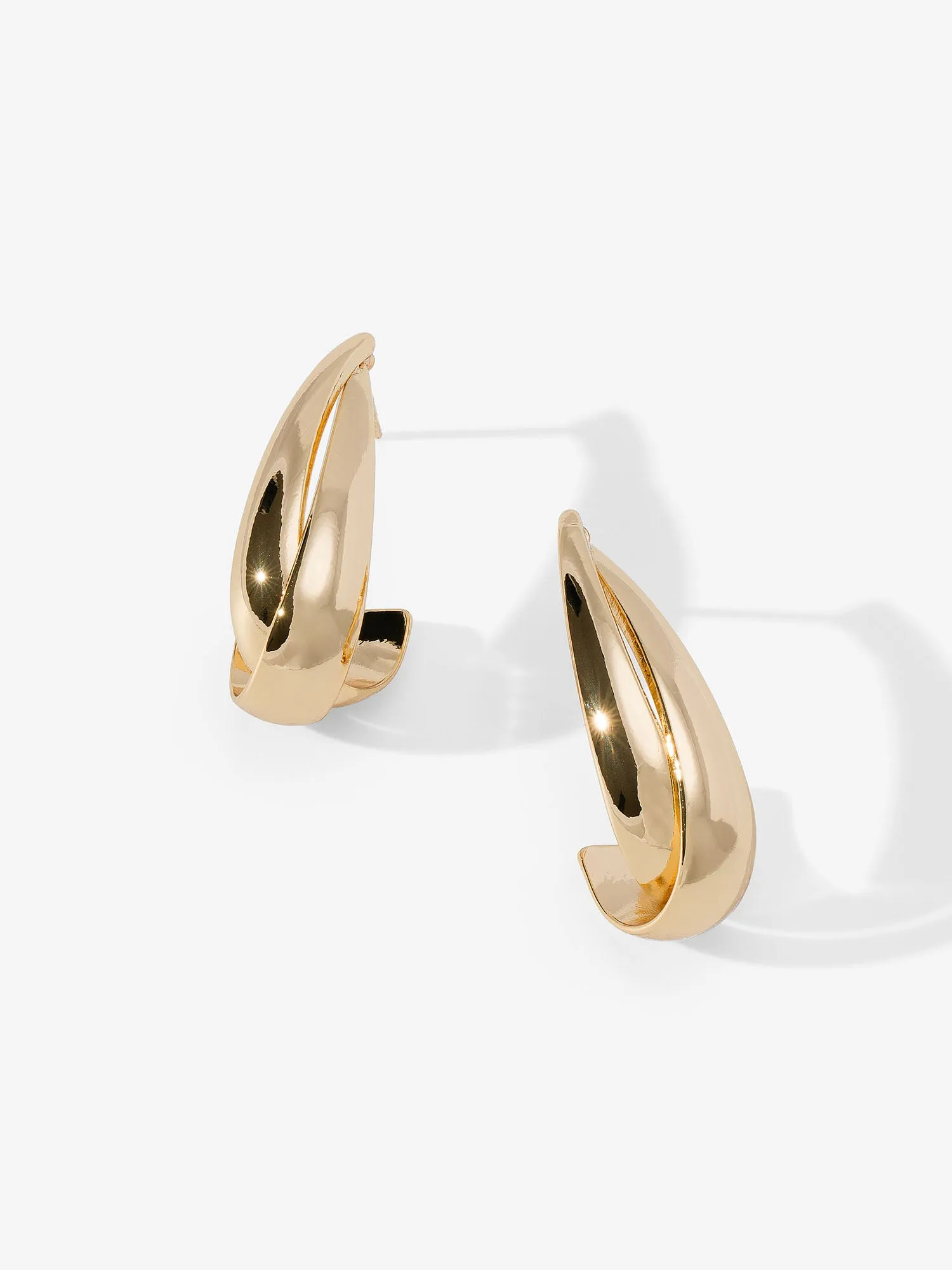 14K Gold Criss Cross Drop Earring