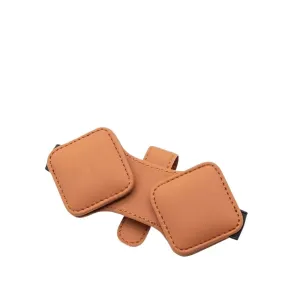 2 Pcs Orange Car Sun Visor Glasses Holder Clip with Dual Magnetic Clamps | PU Leather | Anti-Slip | Multi-Functional Storage