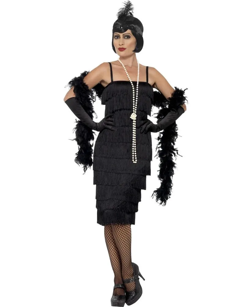 20s Elegant Black Flapper Womens Plus Size Costume