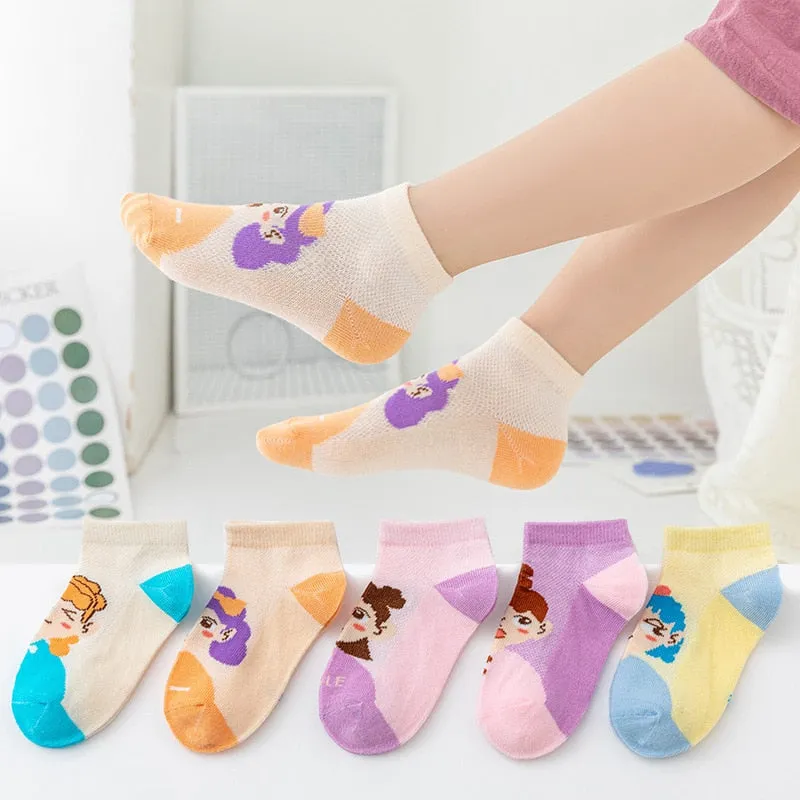 5 Pairs 1 To 4 Years Children's Socks Cotton Mesh Breathable Thin Soft Cute Socks Kids Socks