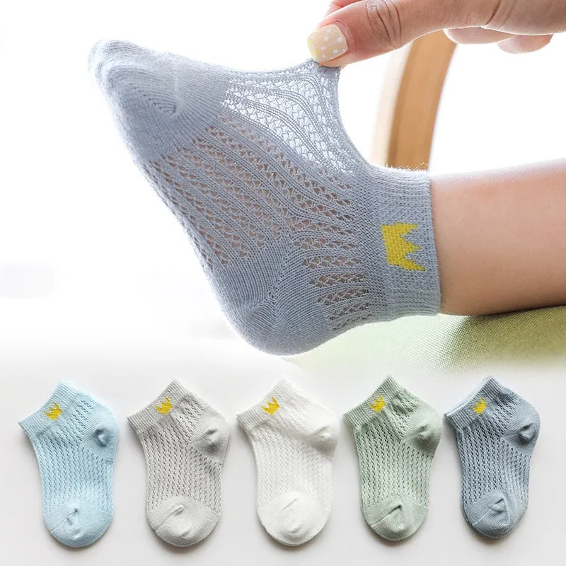 5 Pairs 1 To 4 Years Children's Socks Cotton Mesh Breathable Thin Soft Cute Socks Kids Socks