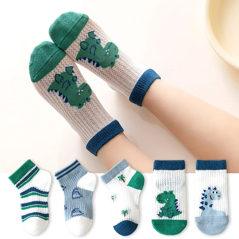 5 Pairs 1 To 4 Years Children's Socks Cotton Mesh Breathable Thin Soft Cute Socks Kids Socks