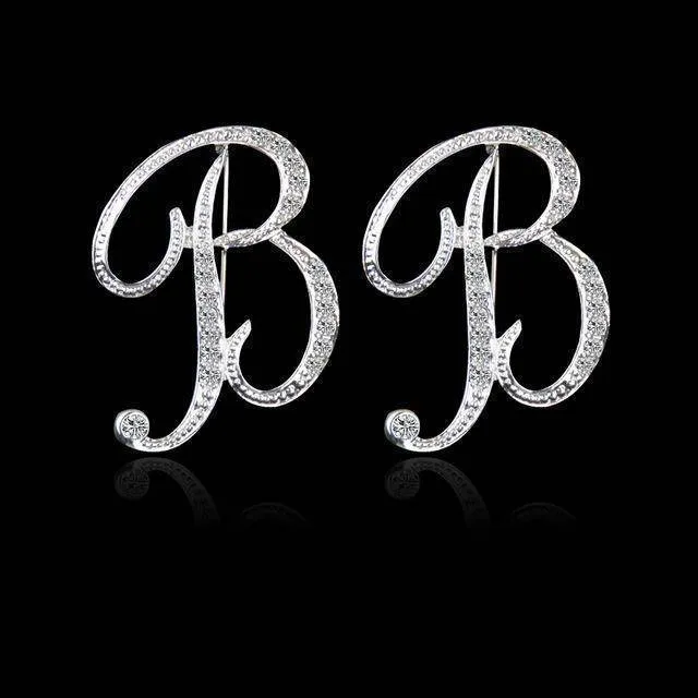 A-S, 26 Letters Silver Stud Earrings