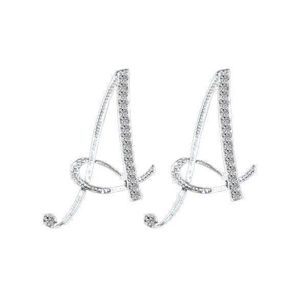 A-S, 26 Letters Silver Stud Earrings