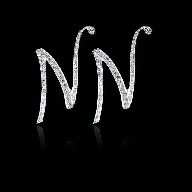 A-S, 26 Letters Silver Stud Earrings