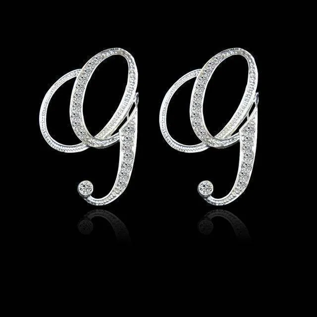 A-S, 26 Letters Silver Stud Earrings