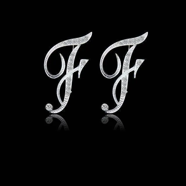 A-S, 26 Letters Silver Stud Earrings