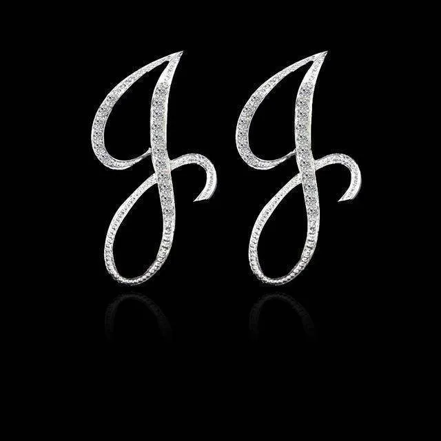 A-S, 26 Letters Silver Stud Earrings