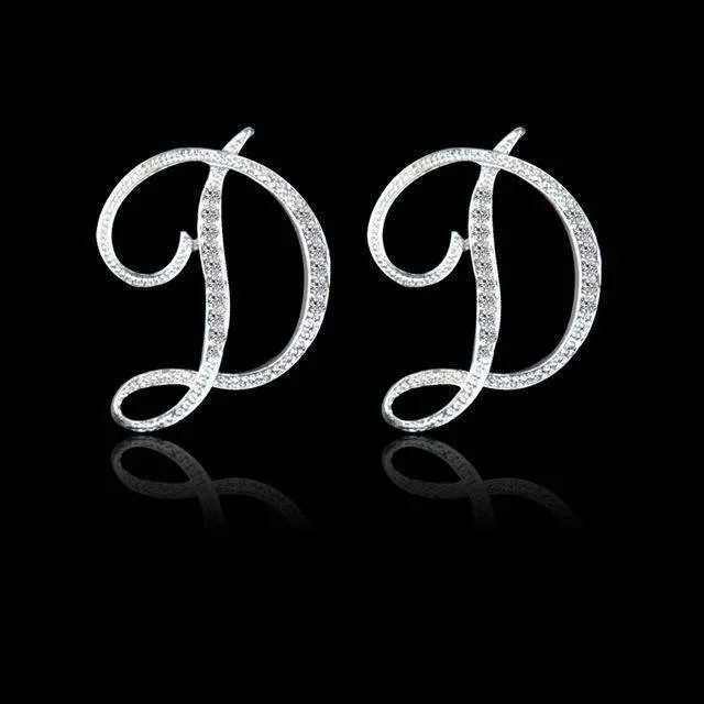A-S, 26 Letters Silver Stud Earrings