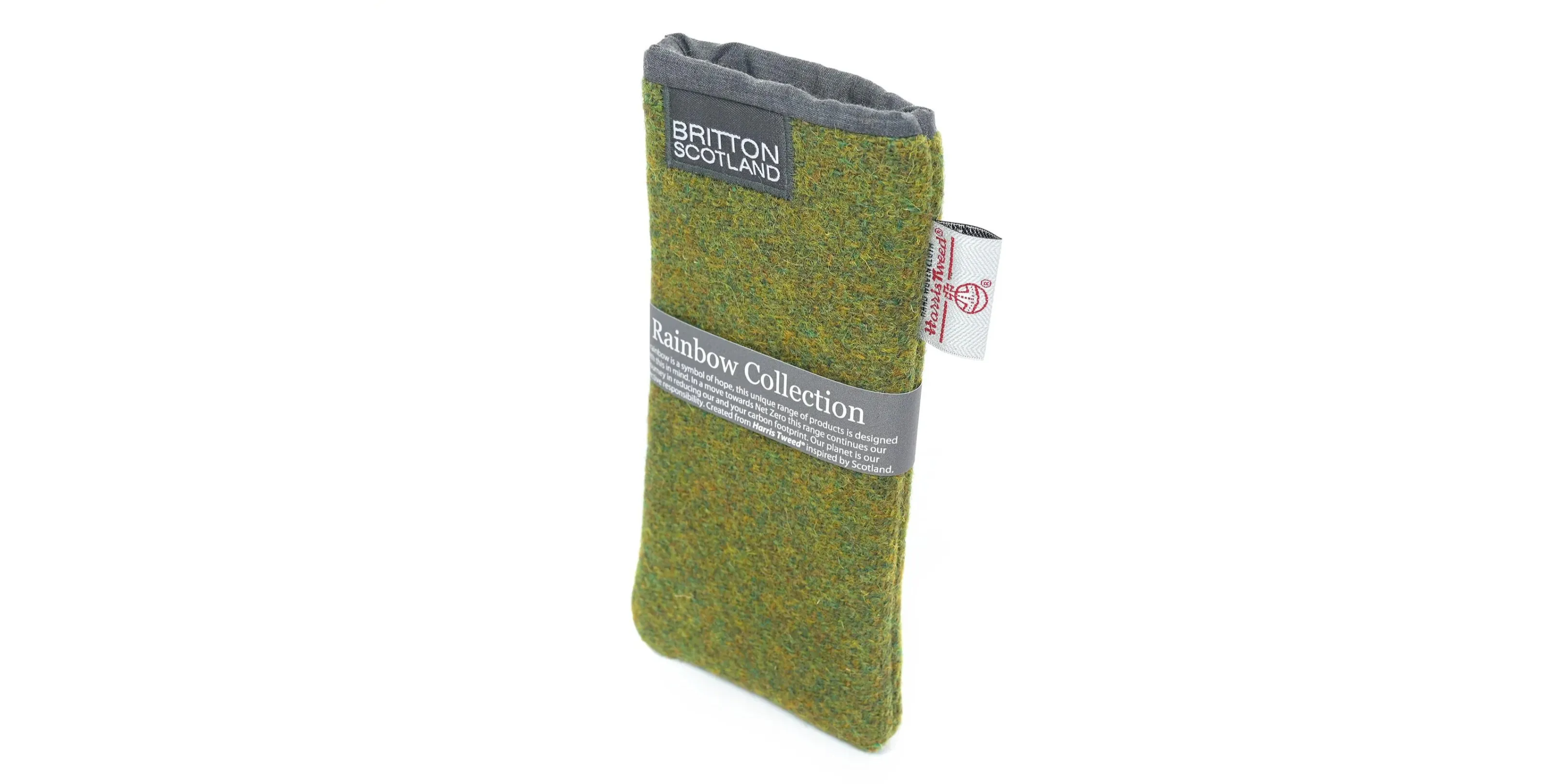 Amy Britton Rainbow Harris Tweed Moss Green Soft Case
