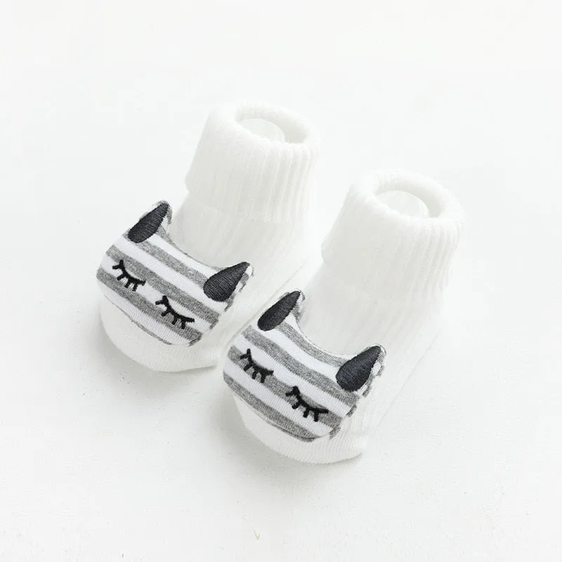 Anti Slip Soled Soft Cotton Cartoon Animal Baby Socks