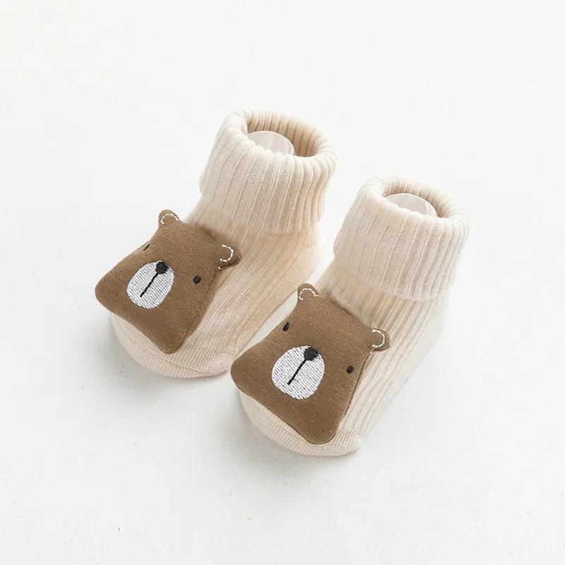 Anti Slip Soled Soft Cotton Cartoon Animal Baby Socks
