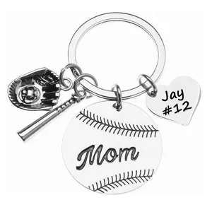Baseball Mom Keychain - Personalized Engraved Keychain
