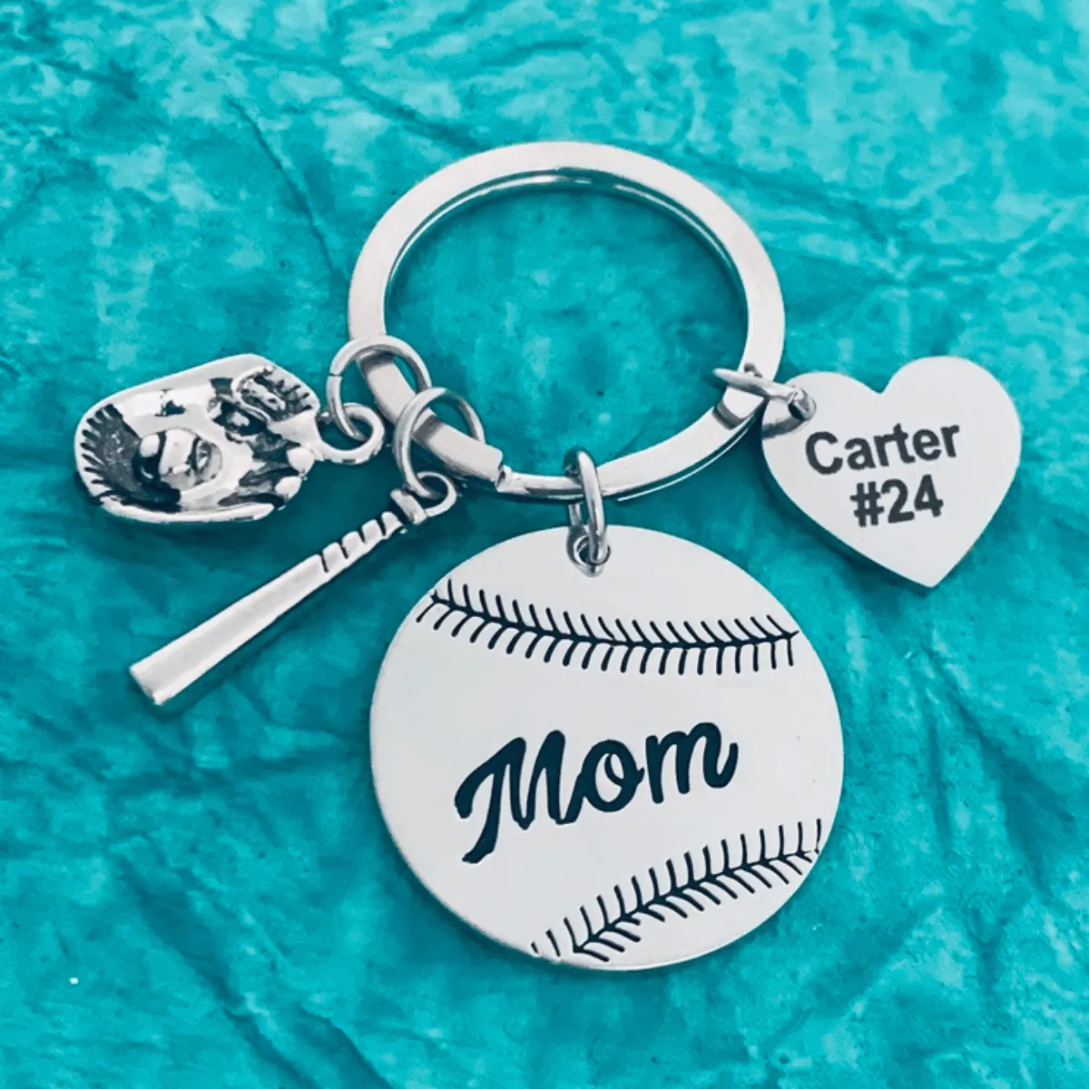 Baseball Mom Keychain - Personalized Engraved Keychain