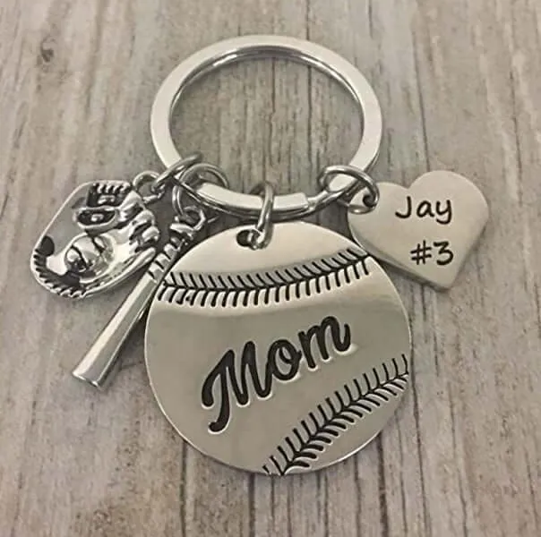 Baseball Mom Keychain - Personalized Engraved Keychain