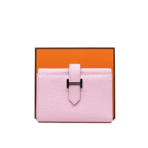 Bearn  tri-fold compact wallet in goat sakura  phw Z stamp
