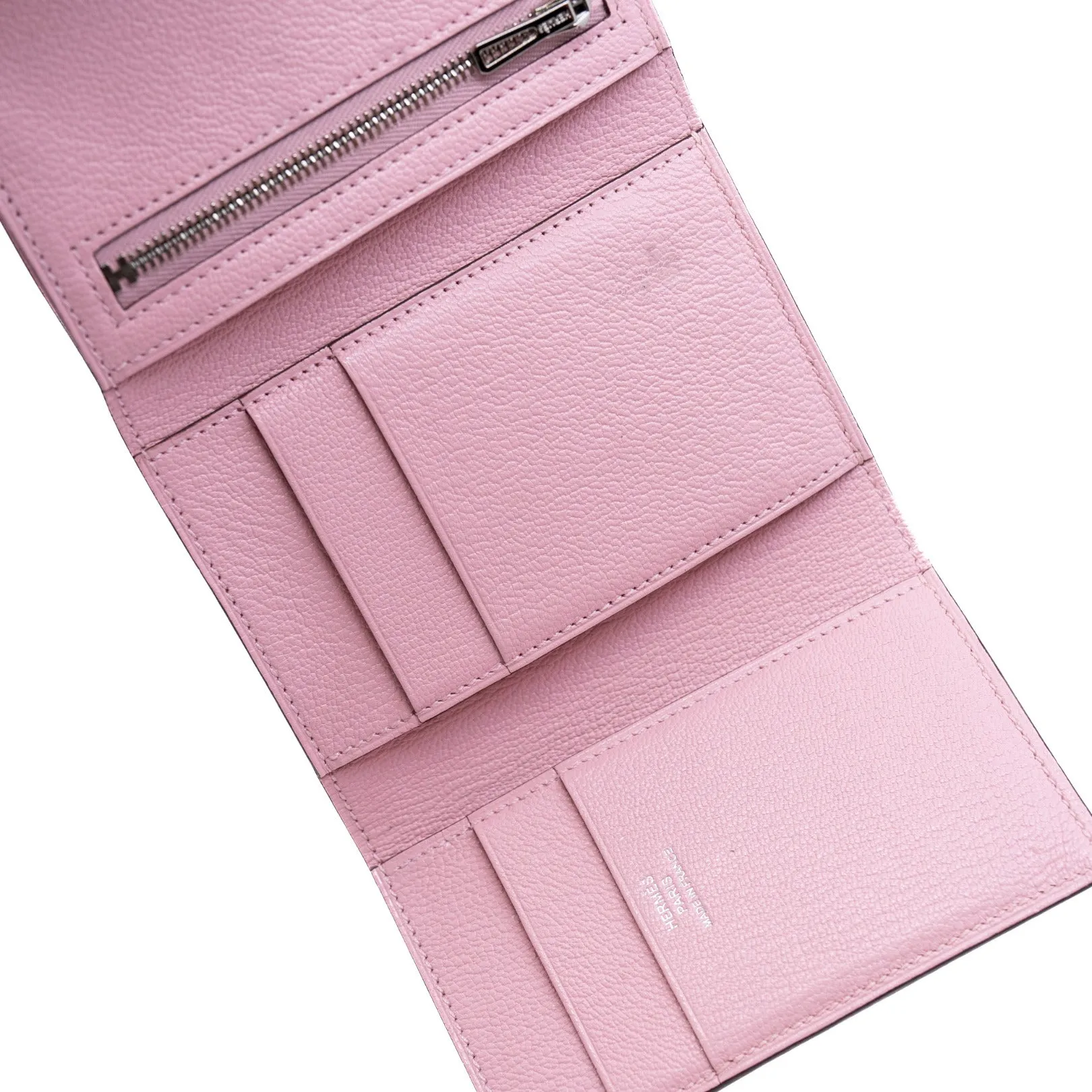 Bearn  tri-fold compact wallet in goat sakura  phw Z stamp