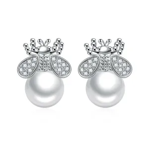 Bee Earrings With Sterling Silver & Freshwater Pearls