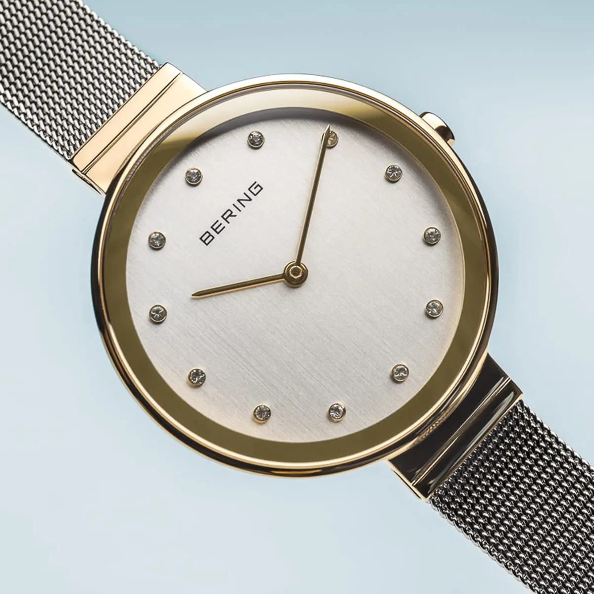 Bering Classic Stainless Steel Mesh Large Case Ladies Watch