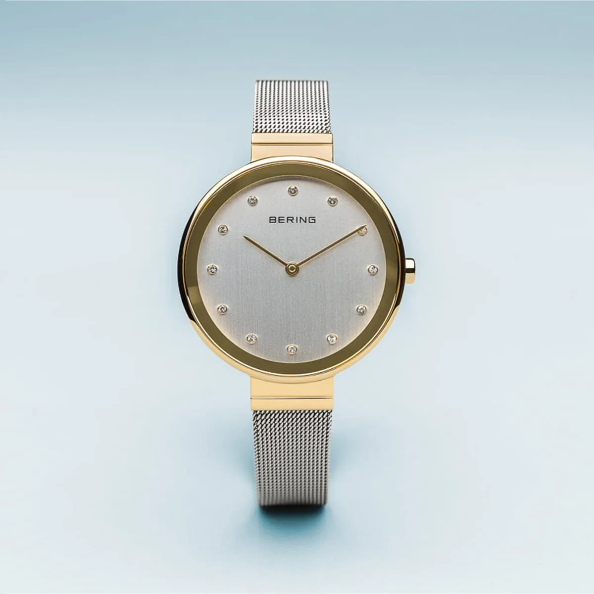 Bering Classic Stainless Steel Mesh Large Case Ladies Watch