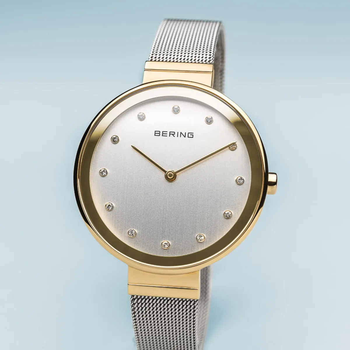 Bering Classic Stainless Steel Mesh Large Case Ladies Watch