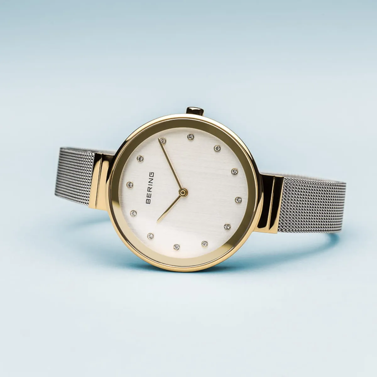 Bering Classic Stainless Steel Mesh Large Case Ladies Watch