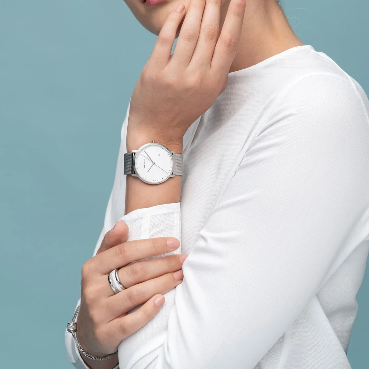 Bering Classic Stainless Steel Mesh Watch with Long Second Sweep