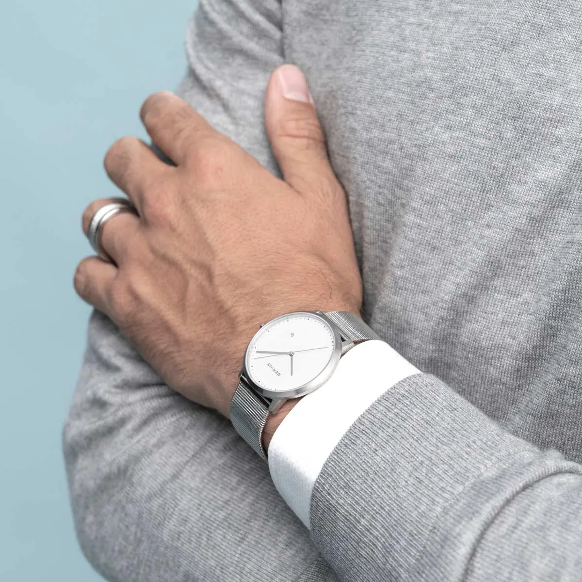 Bering Classic Stainless Steel Mesh Watch with Long Second Sweep