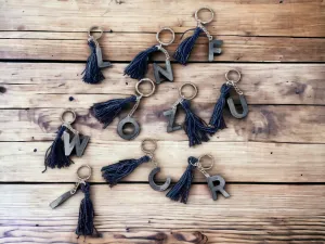 Black & Silver Letter Keychains | Alphabet Keychains | Resin Craft