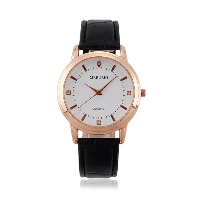 Black leather Couple watch