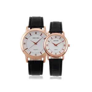 Black leather Couple watch