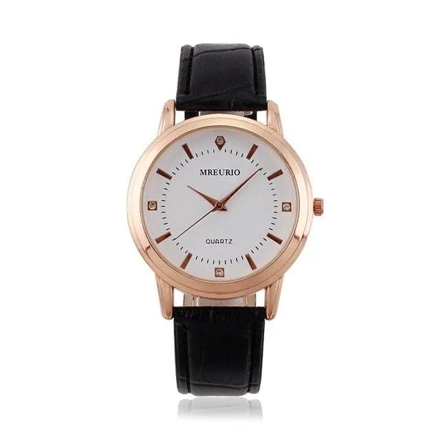 Black leather Couple watch
