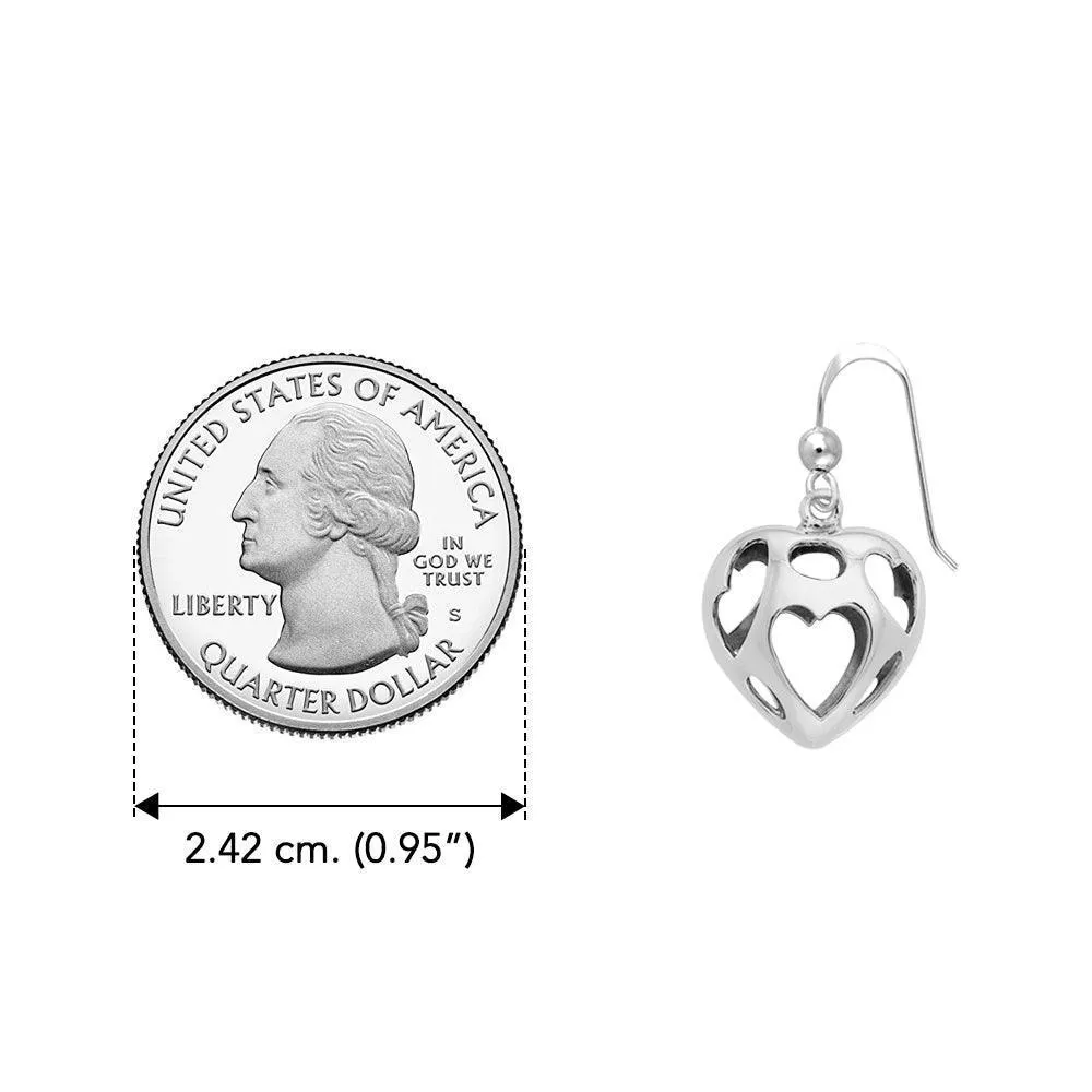 Bold Filigree Heart Silver Earrings TER1220