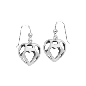 Bold Filigree Heart Silver Earrings TER1220