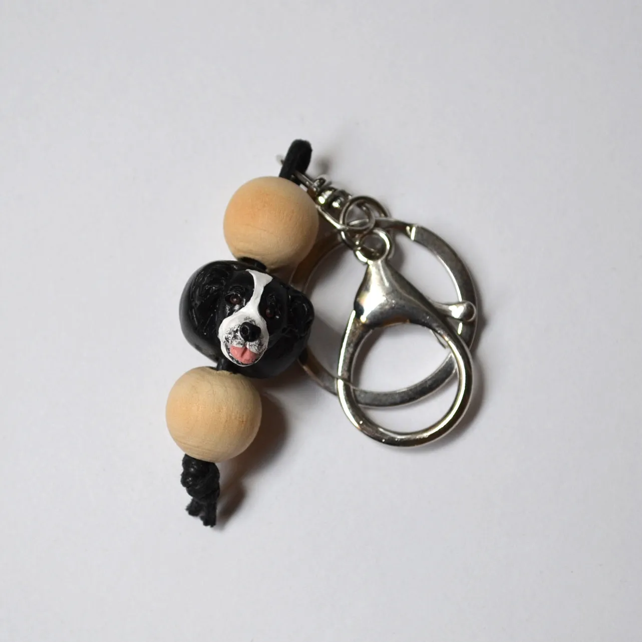 Border Collie keyring - handmade polymer clay border collie keychain
