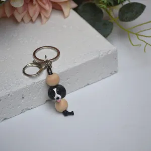 Border Collie keyring - handmade polymer clay border collie keychain