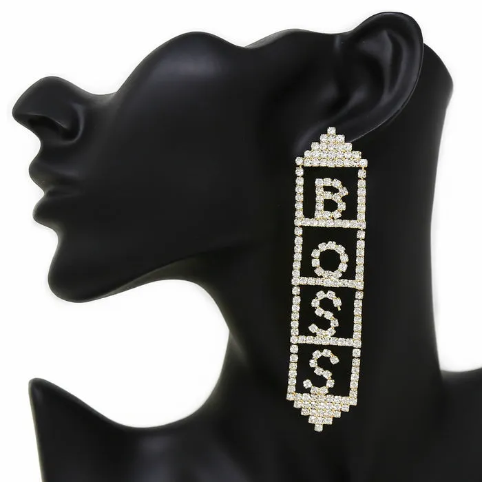 BOSS Rhinestone Pave Statement Earrings