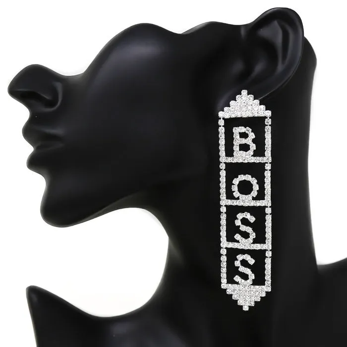 BOSS Rhinestone Pave Statement Earrings