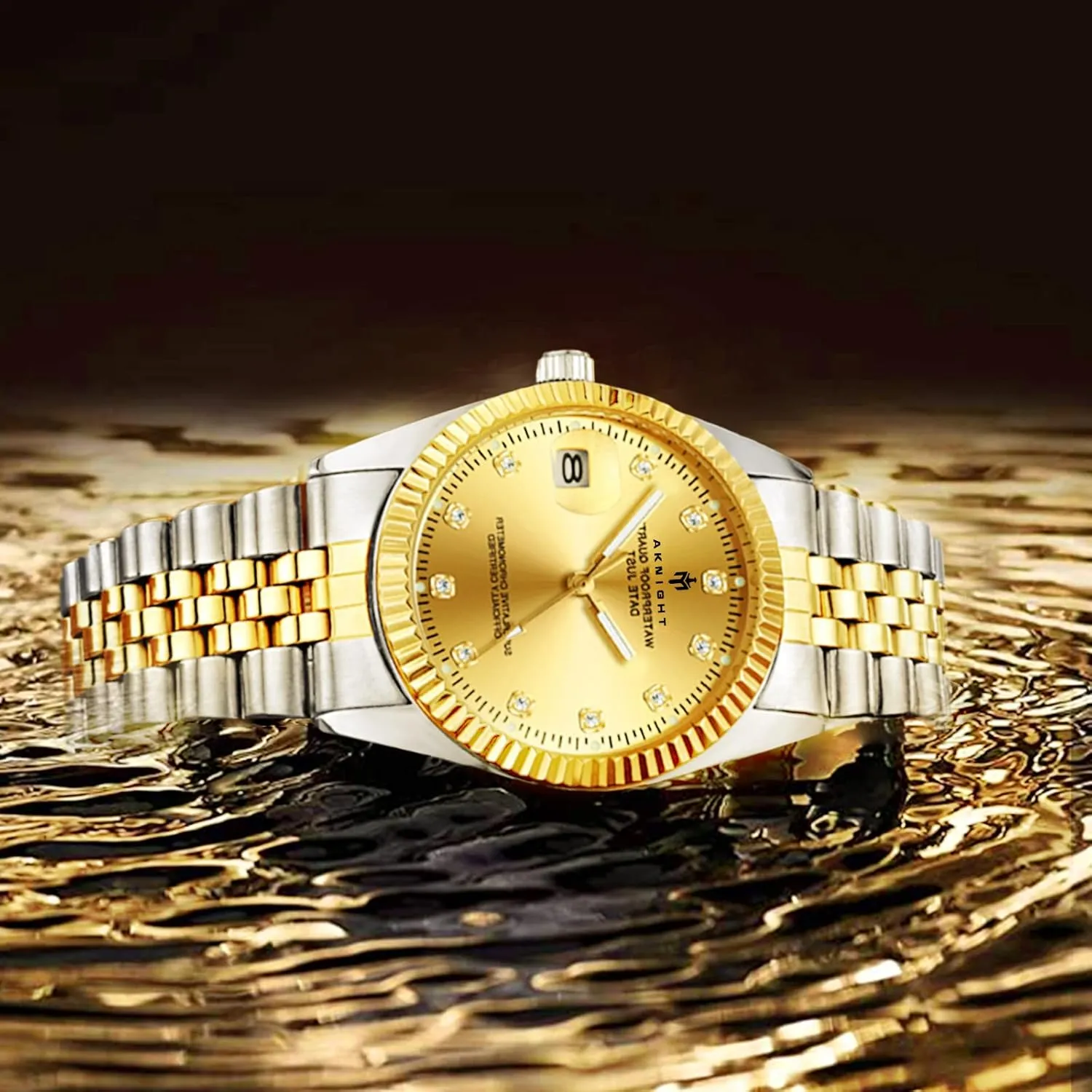 BY BENYAR AKNIGHT Watches for Men Quartz Movement WatchWaterproof Luminous Men's Watch, Stainless Steel Strap Business Watches