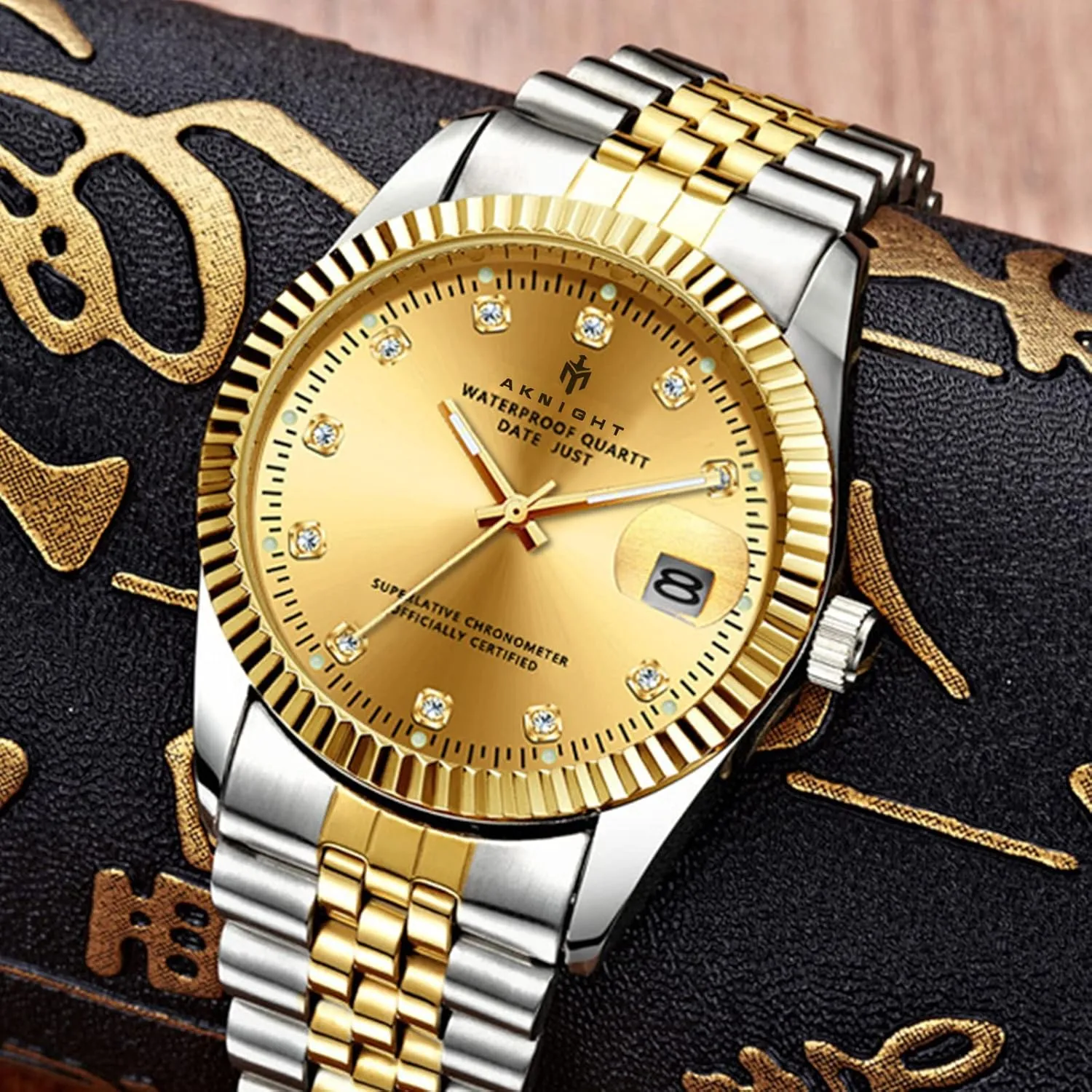 BY BENYAR AKNIGHT Watches for Men Quartz Movement WatchWaterproof Luminous Men's Watch, Stainless Steel Strap Business Watches