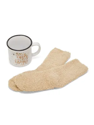 Calm And Bright Mug & Beige Cozy Socks Set