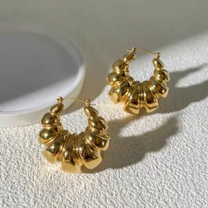 Chunky Croissant Formed Large Hoop Earrings