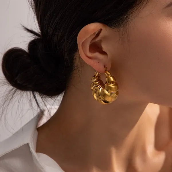 Chunky Croissant Formed Large Hoop Earrings
