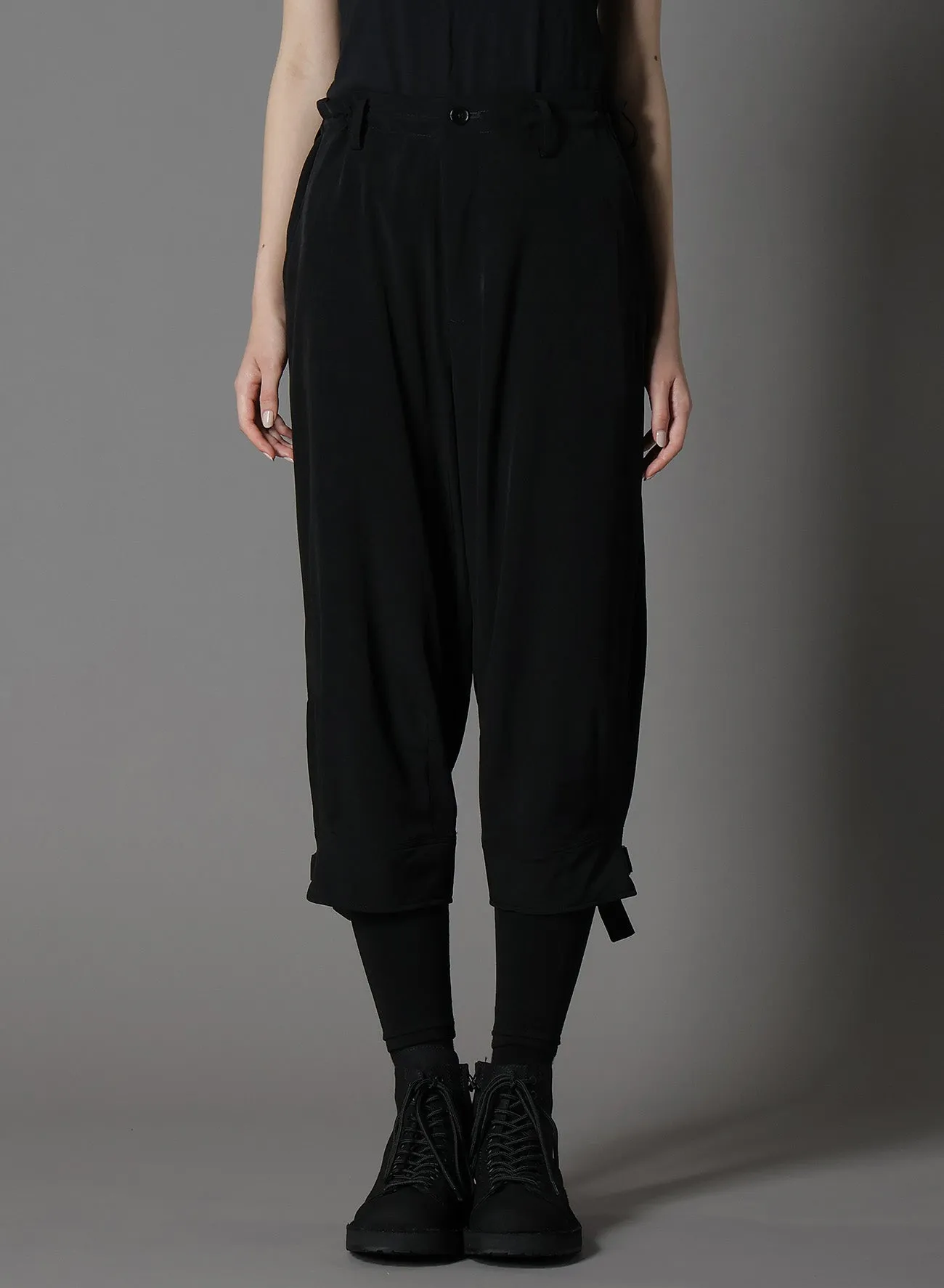 CREPE DE CHINE HEM BELT PANTS
